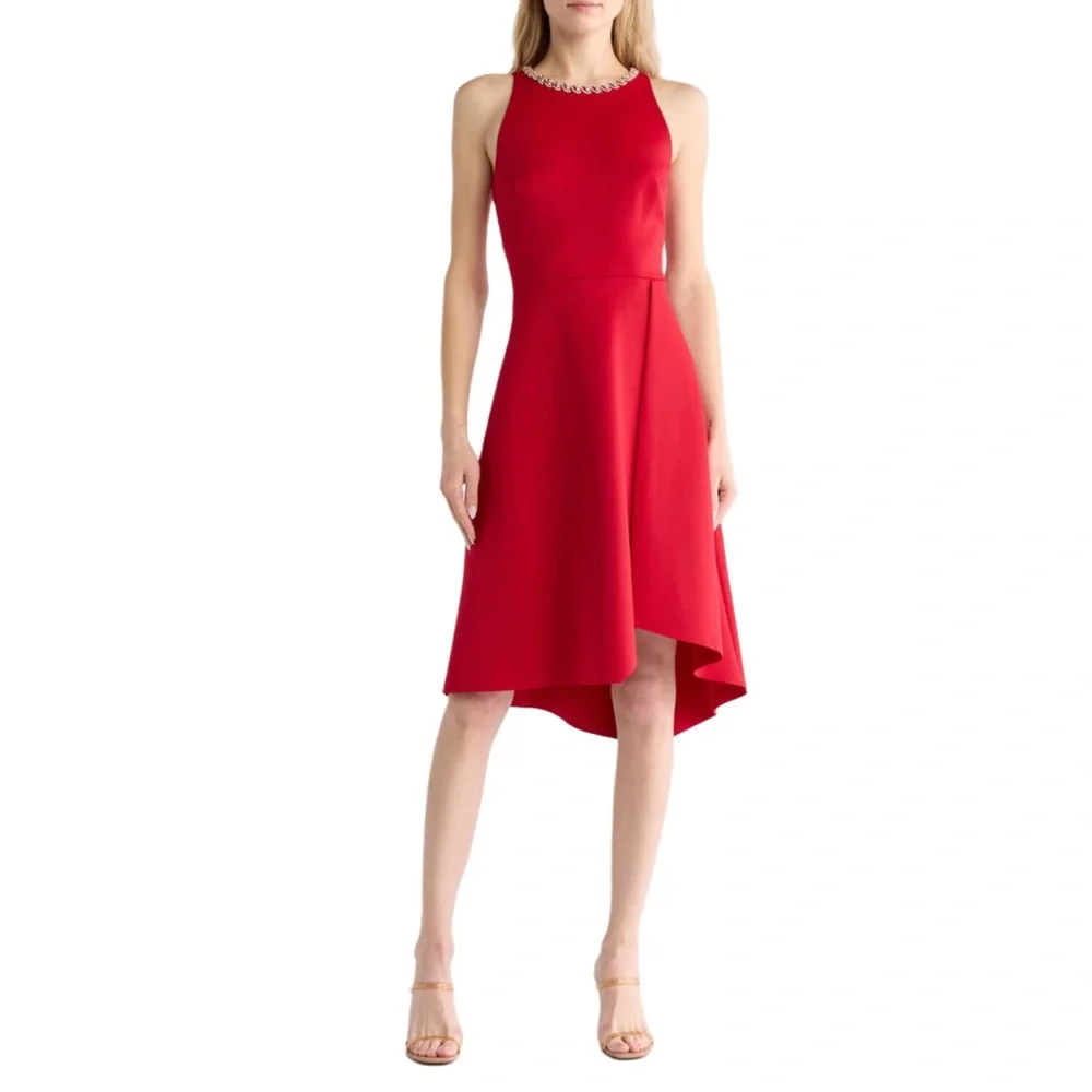 Vince Camuto Women's Crystal Collar Asymmetric Dress - Red - Casual dresses Vince Camuto Women's Crystal Collar Asymmetric Dress - Red - Casual dresses